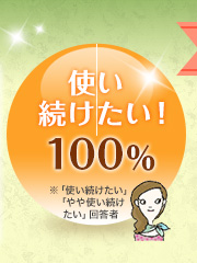 使い  
続けたい！ 100％ ※「使い続けたい」「やや使い続けたい」回答者
