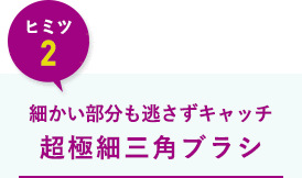 【ヒミツ2】細かい部分も逃さずキャッチ 超極細三角ブラシ